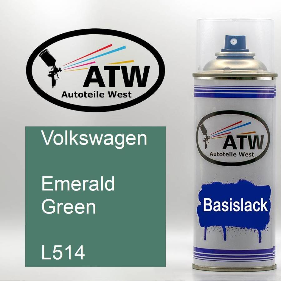 Volkswagen, Emerald Green, L514: 400ml Sprühdose, von ATW Autoteile West.